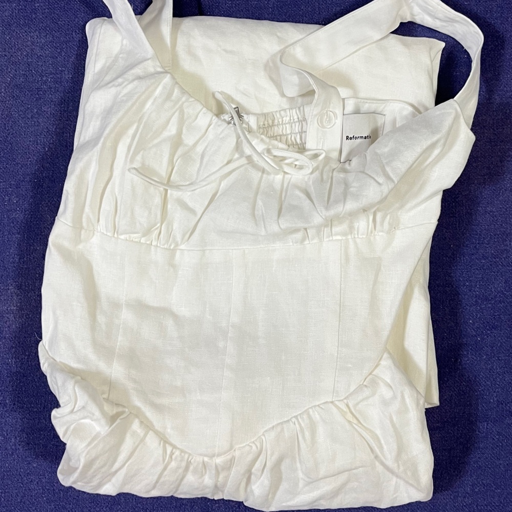 Reformation Balia Linen Dress in White - Picture 4 of 5